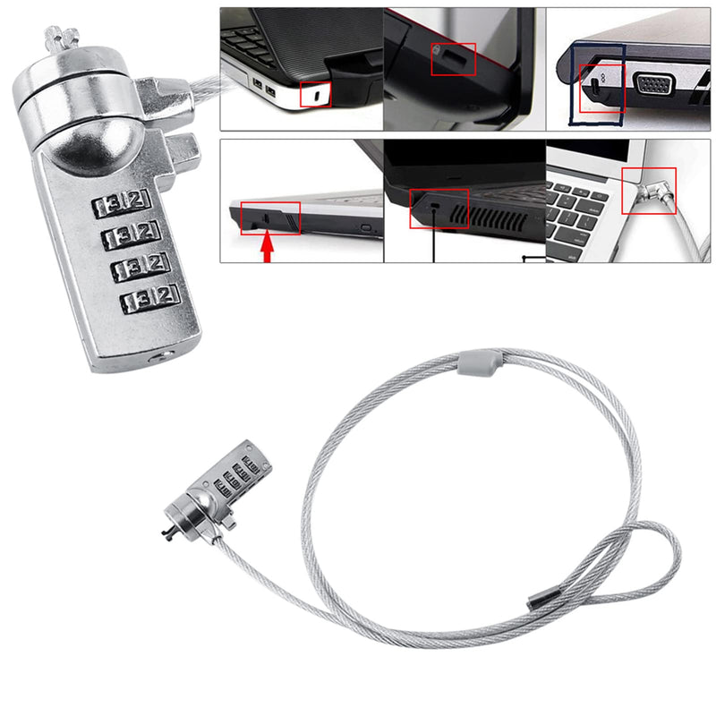 Laptop Locking Cable, Digit Password Lock, 110cm 4 Digit Password Combination Security Lock Cable Laptop Theft Deterrent Security Locks Computer Lock for Notebook PC