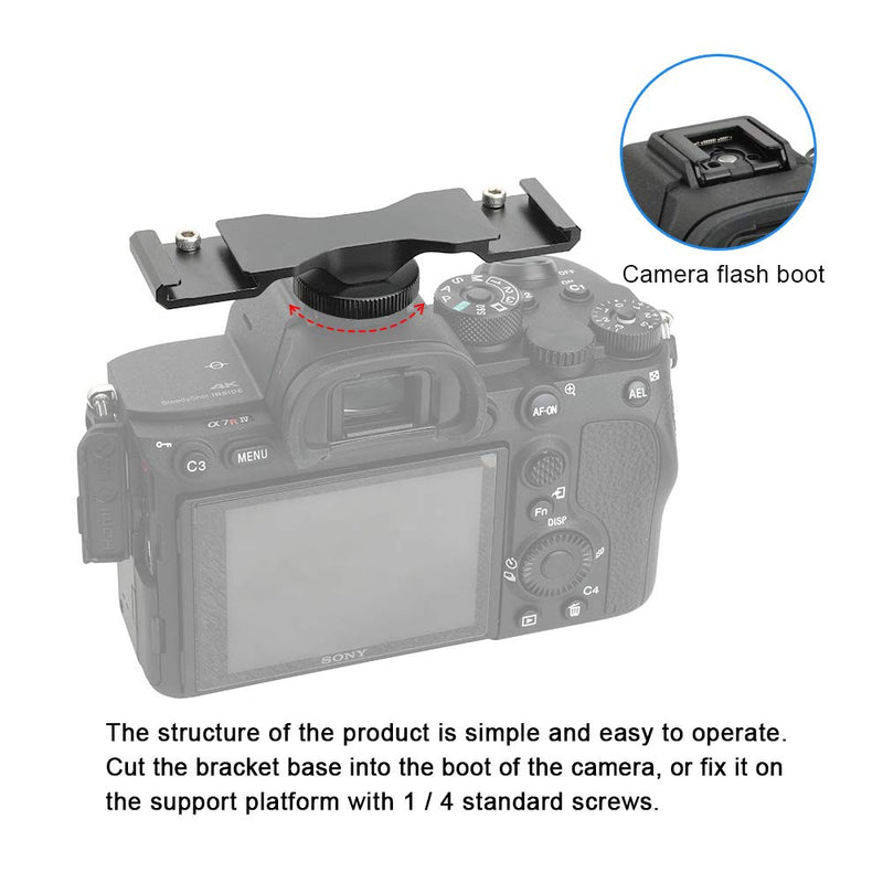 Aluminum Alloy Two Cold Shoe Bracket is Suitable for Universal Cold Shoe mounting Bracket for Digital SLR Cameras or Camcorder Accessories, Such as LED Video Lights, Microphones, Monitors, Flashes