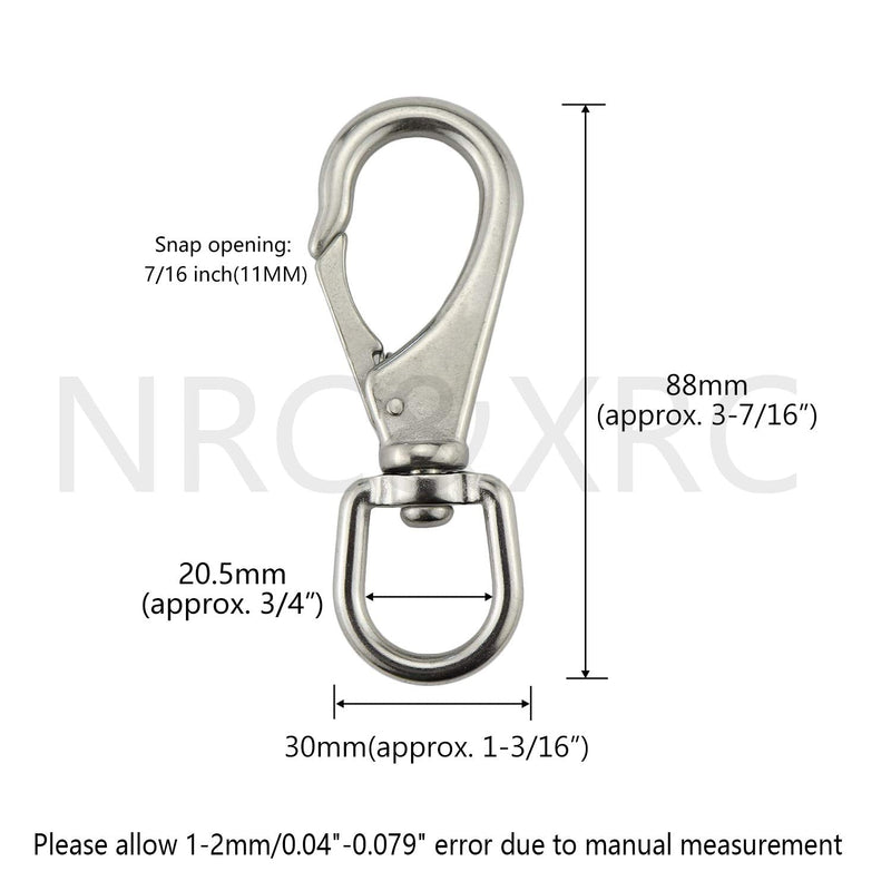 2Pack Stainless Steel 304 Swivel Eye Snap Hooks (3-7/16In x 1-3/16 Inch), Universal Marine Scuba Diving Clips, Hardware Spring Buckles for Bird Feeders/Pet Chains/Collars/Keychains and More M5(1#) M5(1#) 2PCS