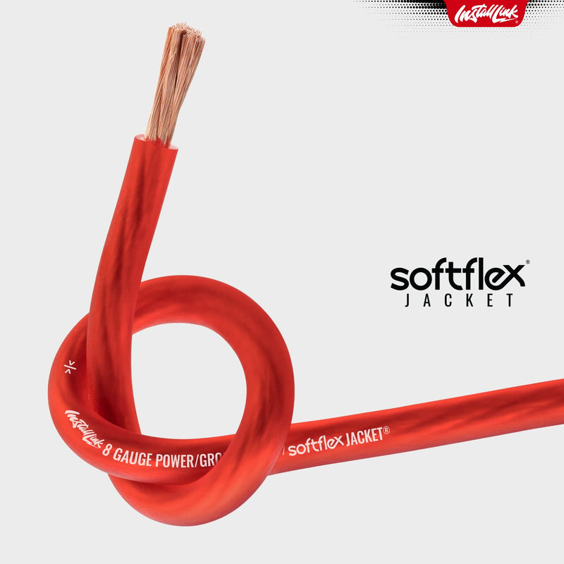 Install Link 8 Gauge Power or Ground Wire Cable, 20ft, CCA Frosted Red