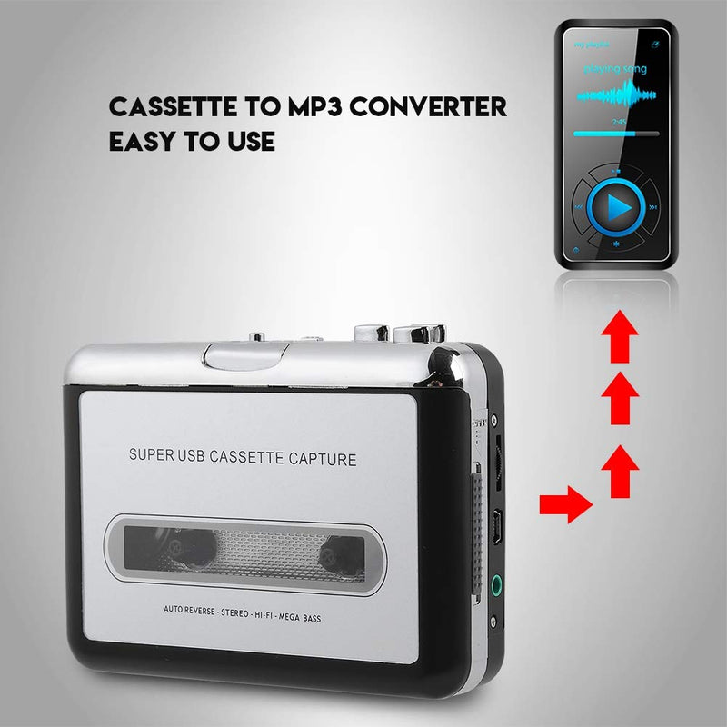 Hopcd Portable EC218 Cassette Player,Nostalgic Cassette to MP3 Converter,Tape to PC Cassette Recorder MP3 CD Converter,Plug and Play,Standalone USB Capture Digital Audio Music Player