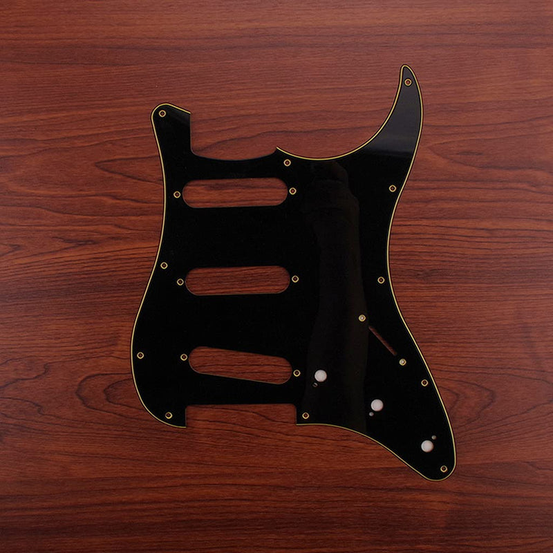 Alnicov SSS 11 Hole Strat Electric Guitar Pickguard for Standard Stratocaster Style Guitar Parts,3Ply Black