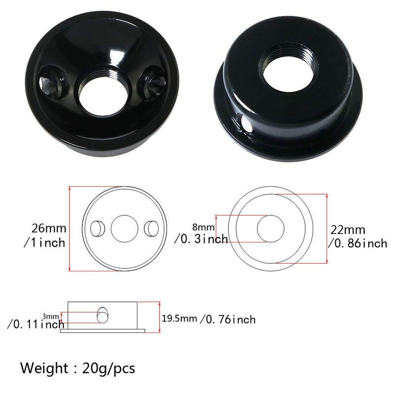 ToToT Black Chrome Electric Guitar Jack Guitar Output Socket Plate for 6.35mm Jack Fender Telecasters