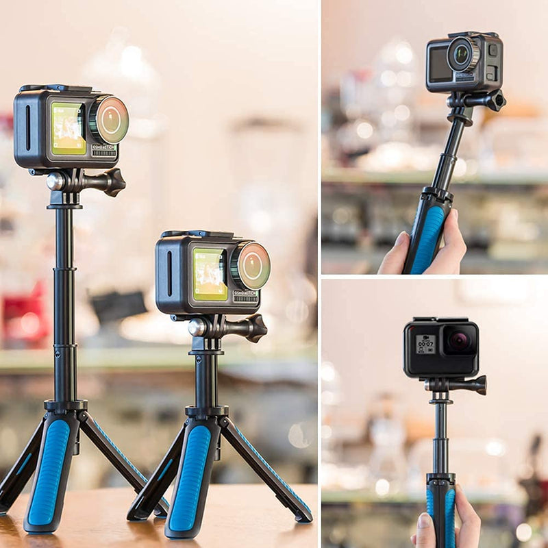 REYGEAK Extendable Tripod Stand Mount Handheld Selfie Stick Telescopic Monopod Pole for Hero 10 Black Hero 9 Hero 8/7/6/5/4, MAX, DJI Osmo Action, Osmo Pocket and More Action Cameras