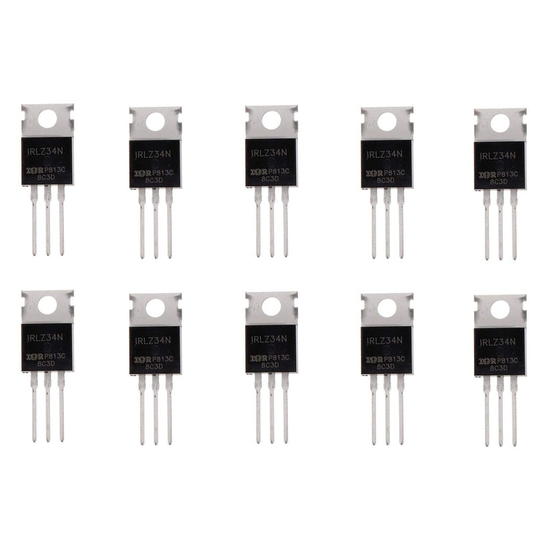 BOJACK IRLZ34N MOSFET 30 A 55 V IRLZ34NPBF N-Channel Field Effect transistors TO-220AB (Pack of 10 Pcs)