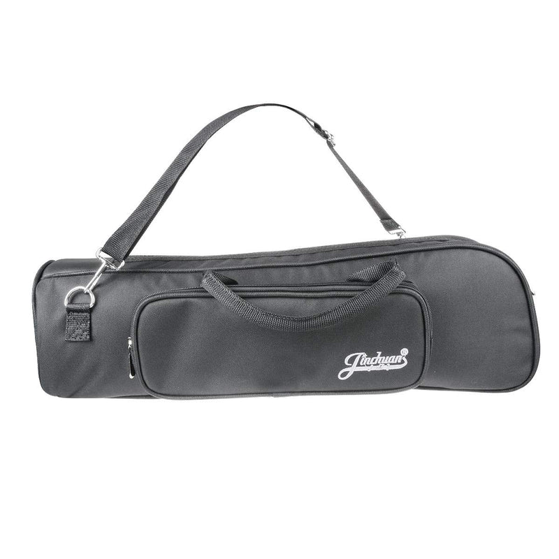 Senior Trumpet Gig Bag Case Durable Soft Nylon Padded Portable Instrument Accessory with Double Zippers and Adjustable Shoulder Strap in Black