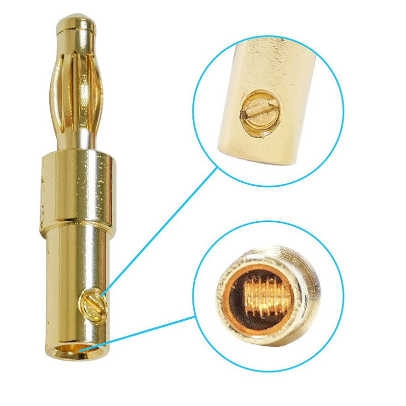 4VWIN 4mm Banana Plugs 24K Gold Plated Bannan Plug Connector for Speaker, Audio/Video Receiver, Amplifiers and Sound Systems (2 pairs (4 Pieces)) 2 pairs (4 Pieces)