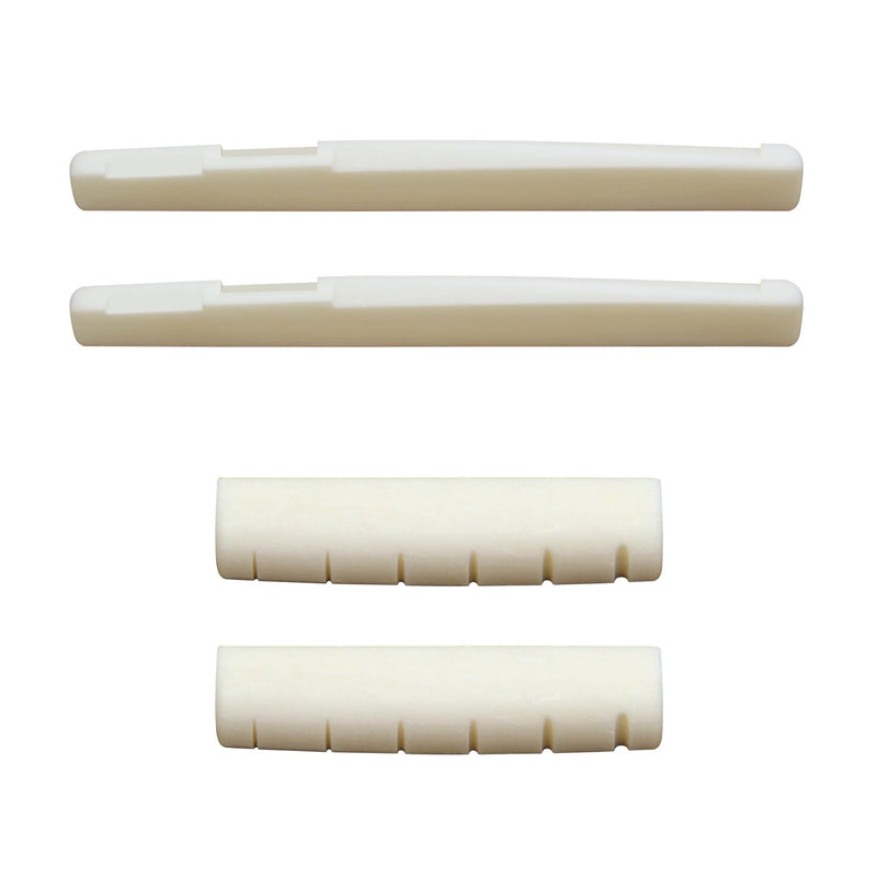 For a Left Handed Guitar - 2 Sets 4pcs 6 String Acoustic Guitar Bone Bridge Saddle and Nut Made of Real Bone by Blisstime