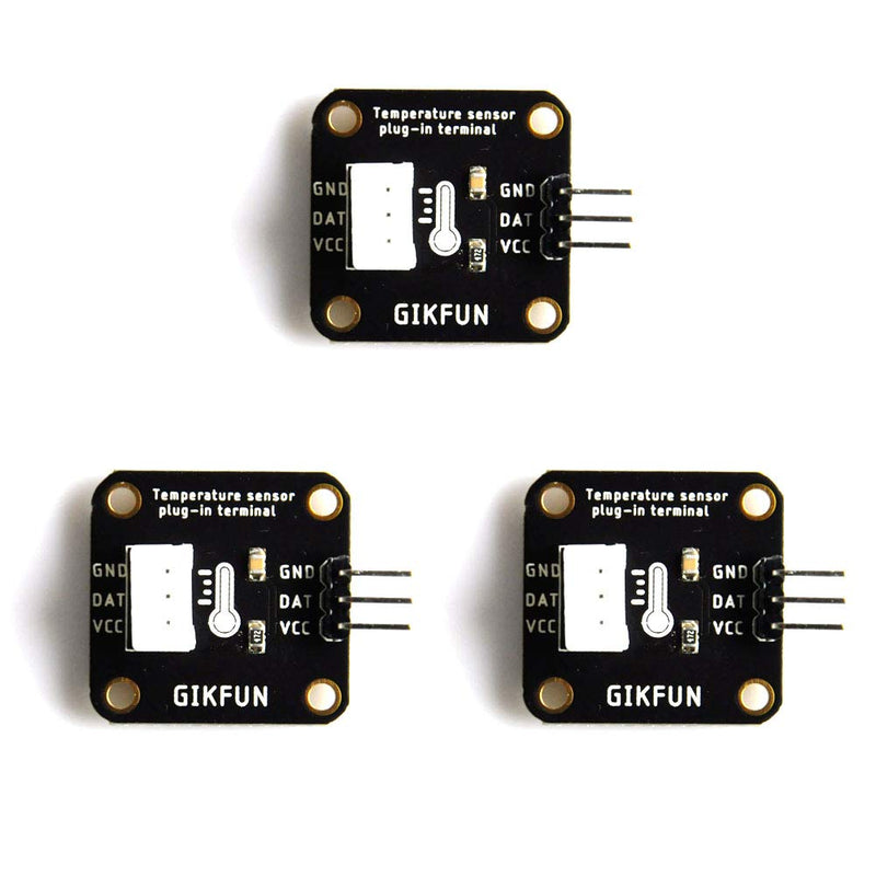 Gikfun DS18B20 Waterproof Digital Temperature Sensor with Adapter Module for Arduino (Pack of 3 Sets) EK1183