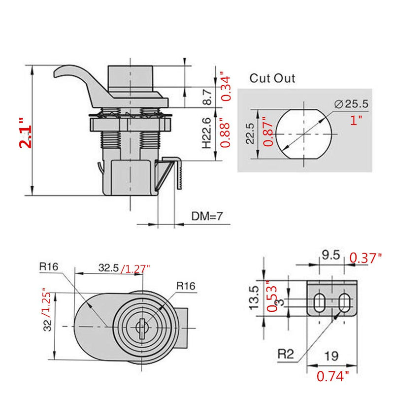 SZYNLIF Push Button Latch Locks Key Alike for Marine Boat Tool Box, Glovebox Electronic Box,Replace 2pcs
