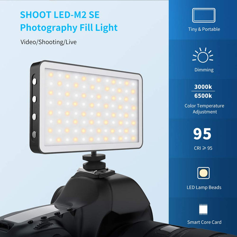 D&F On Camera Fill Light, LED Video Panel 2600K-6500K Rechargeable Photography Lamp for Sony/Nikon/Canon Camera Shooting, Filming/Vlogging, Photo Video Lighting, YouTube etc (M2-SE)
