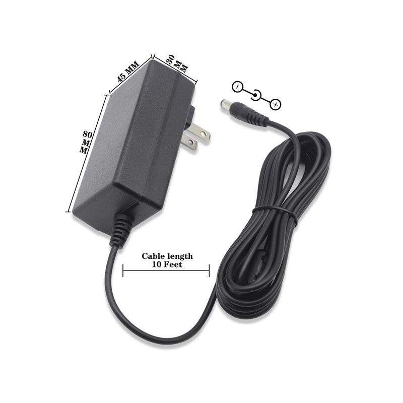 9V 1A 2A AC/DC Guitar Effector Pedal Power Supply Adapter with 5 Way Daisy Chain Cable, Center Negative Cable Cord (10 Feet)