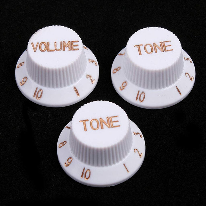 Alnicov Guitar Control Knobs 1 Volumn 2 Tone Fits Metric Pots Knobs Compatible For Fdstrat Stratocaster Style Electric Guitar Parts. (White)