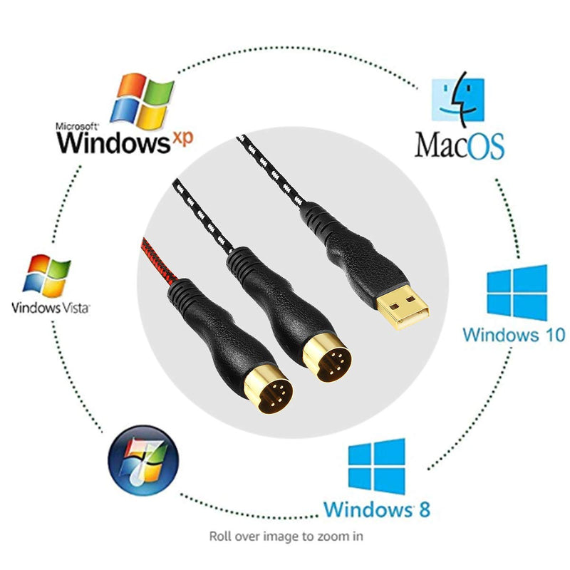 [AUSTRALIA] - MIDI Cable, NUOSIYA MIDI to USB Interface Cable 4.5FT, MIDI Interface in-Out to USB Cord Adapter with Indicator for Piano Keyboard to PC Mac Laptop, Arranger Keyboard Tool, with USB-C Cable Converter 