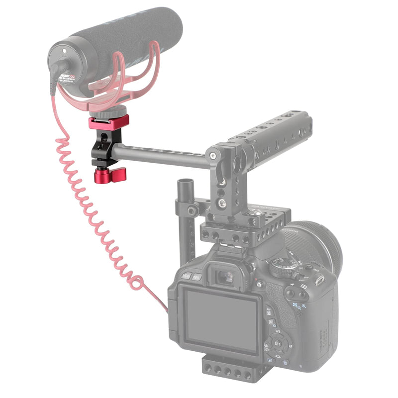 CAMVATE 15mm Side Single Rod Clamp with Cold Shoe Mount Adapter for Camera Accessories(Red)