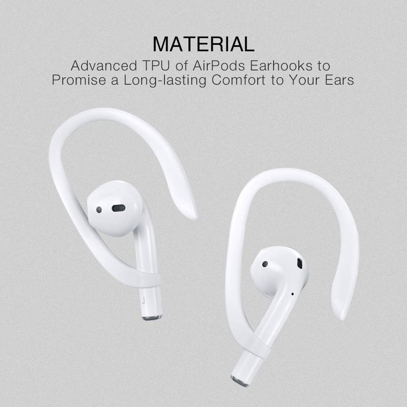 Ear Hooks Compatible with Apple AirPods 1, 2 and Pro, ICARERSPACE Sports Ear Hooks for AirPods 1, 2 and Pro - White