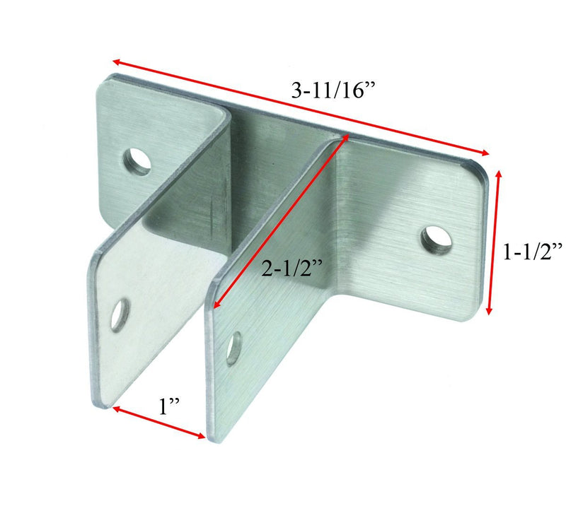 Harris Hardware 11759 Two Ear Stamped Stainless Steel Wall Bracket 1-Inch Panel Thickness 2-1/2-Inch Bracket Height 3-11/16-Inch Base Length 1-1/2-Inch Base Width,