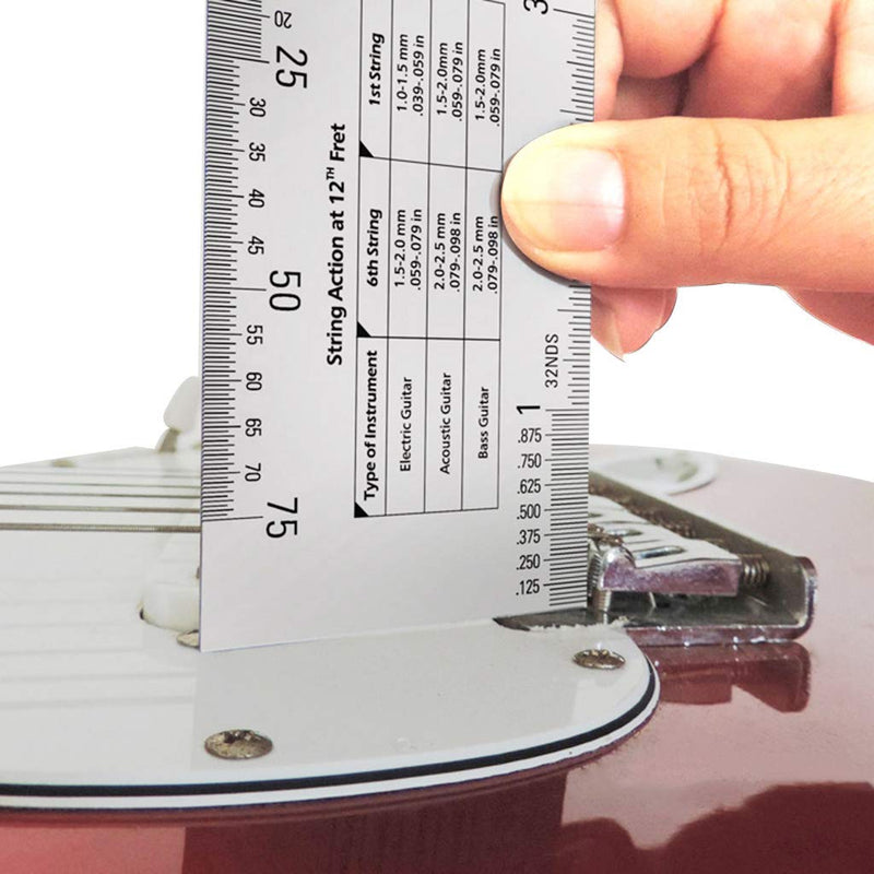 [AUSTRALIA] - Alnicov Stainless Steel String Action Ruler Guitar Setup Gauge Luthier Measuring Tool with User Guide for Electric, Acoustic & Bass Guitars 
