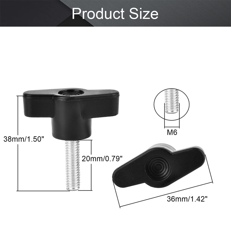 MroMax 10PCS M6x20mm Clamping Handle Gripandles Screw Knobs Handgrips Threaded T-Shape Black