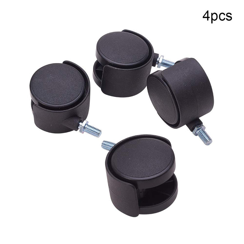 MroMax Threaded Stem 50mm Wheel Dia Swivel Caster Rotatable 15mm Threaded Length for Office Chair Furniture Industrial Equipments Machines Black 4Pcs