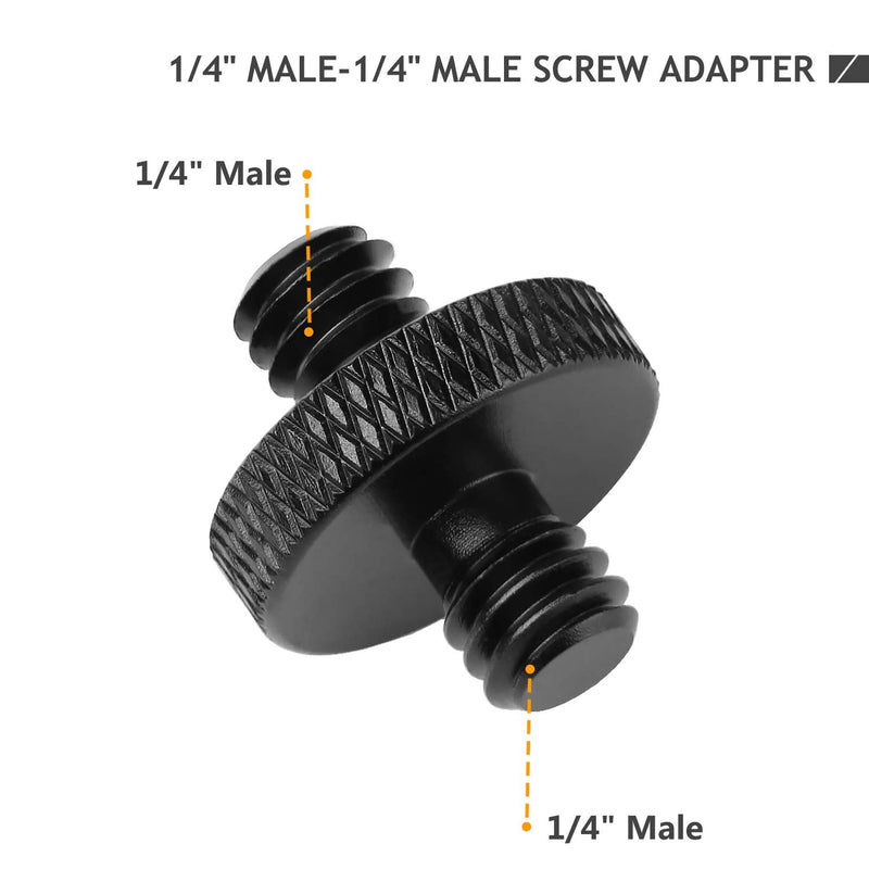 6 Pack 1/4" Male to 1/4" Male Threaded Tripod Screw Adapter Double Sided Standard Mounting Thread Converter for Camera Cage Mount Frgyee 1/4-1/4 Male 6pc