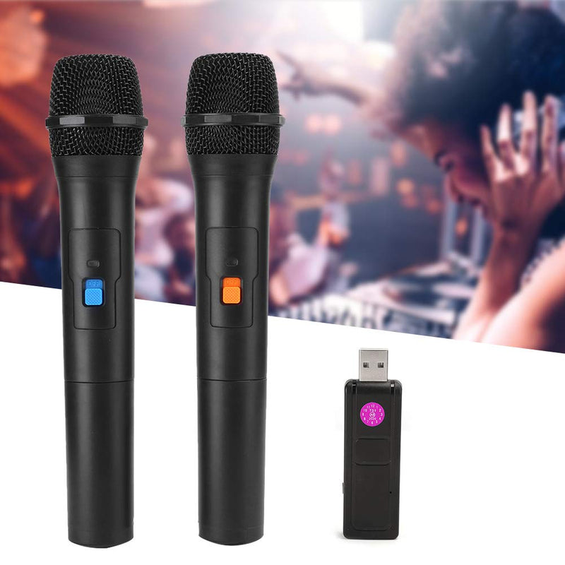 Wireless Handheld Microphone, Professional 2 In 1 VHF Universal USB Receive Handheld Mic, for Karaoke, Family Ktv Singing, Parties, Speeches, for Android/iPhone/iPad/PC/Laptop(Black) Black