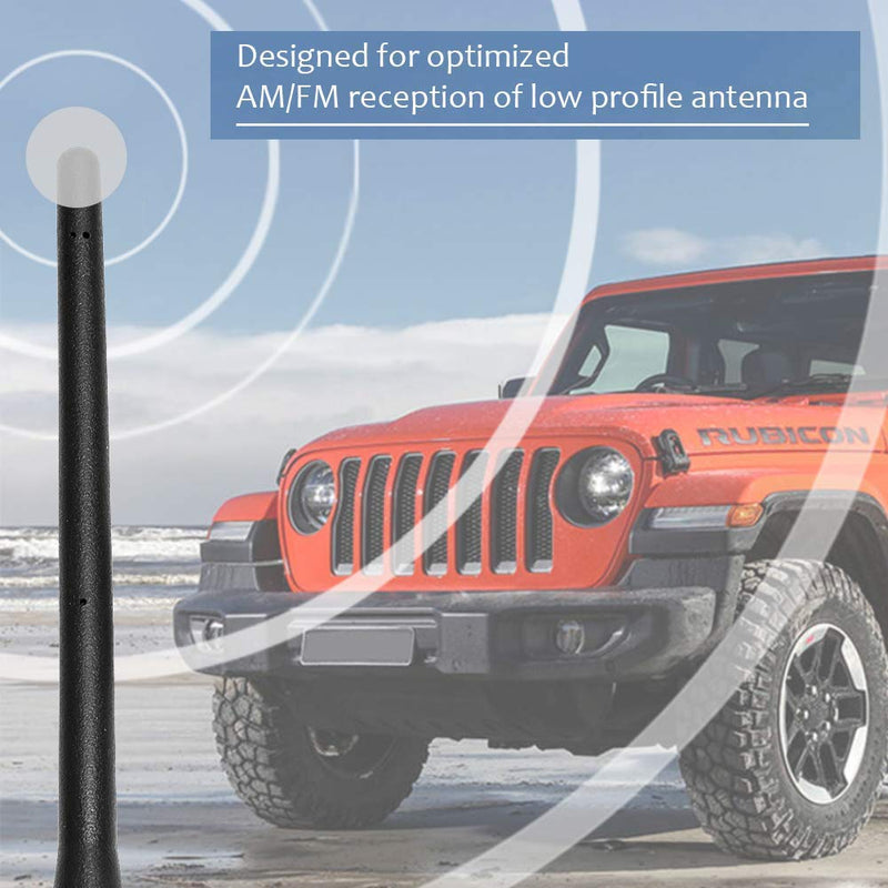 VOFONO 6 3/4 Inch Copper Antenna Compatible with Jeep Wrangler JK JKU JL JLU Rubicon Sahara 2007-2021 | Car Wash Proof Short Rubber Antenna Replacement | Designed for Optimized AM/FM Radio Reception