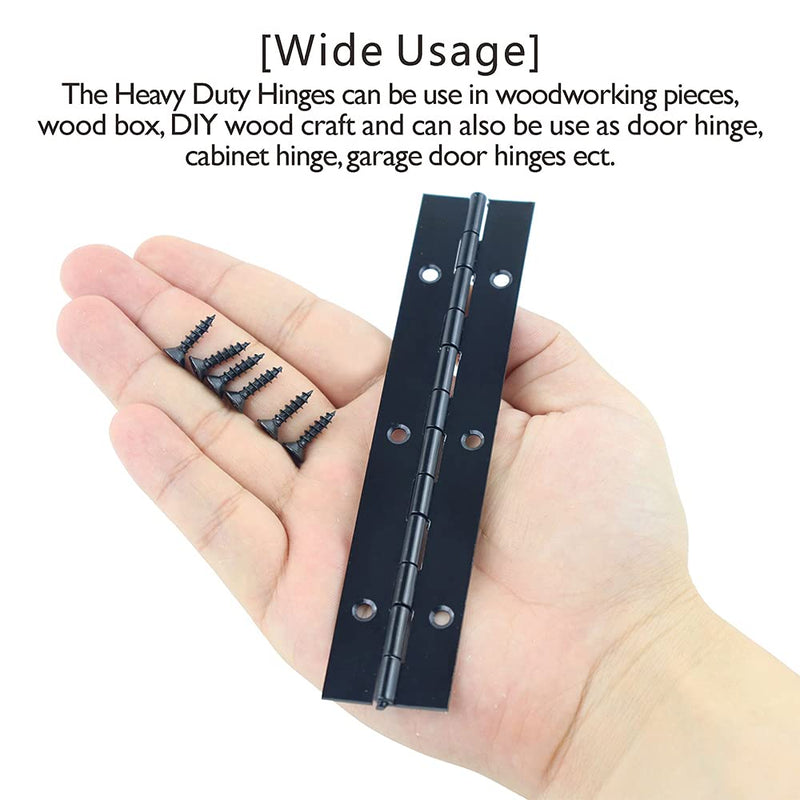 4PCS Piano Hinges for Cabinet Hinges Heavy Duty 6Inch Continuous Hinges Sliver Stainless Steel 304 Long Hinges Door Hinges (4pack 6 inch(Black)) 4pack 6 inch(Black)