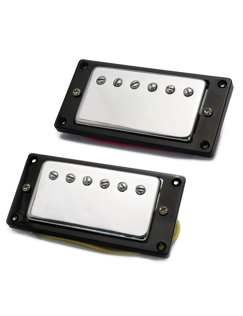 Metallor Humbucker Double Coil Pickups Neck and Bridge Compatible with LP Style Electric Guitar for Guitar Parts Replacement Set of 2Pcs Chrome.