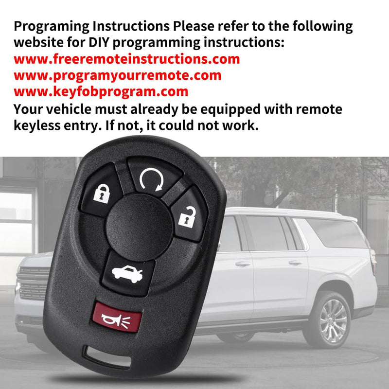 Raryloy Keyless Entry Remote Key Fob for 2005 2006 2007 Chevy Corvette Cadillac STS M3N65981403