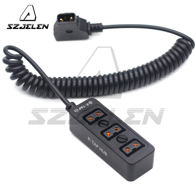 SZJELEN Metal Triple P-TAP D-tap Splitter,D-tap to 3ports D-tap P-tap Splitter Cable for Photography Power,Dtap Three-Way Splitter (Black Spring Cable) Black Spring Cable