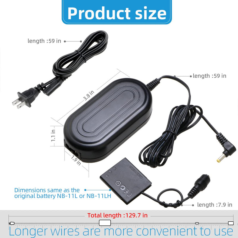 Glorich ACK-DC90 AC Power Adapter DR-90 DC Coupler NB-11L NB-11LH Dummy Battery Power Supply for Cameras Canon PowerShot ELPH 110 HS 115 is 130 is 150 is 170 is 320 HS 350 HS A2600 A4000 HS SX410 is