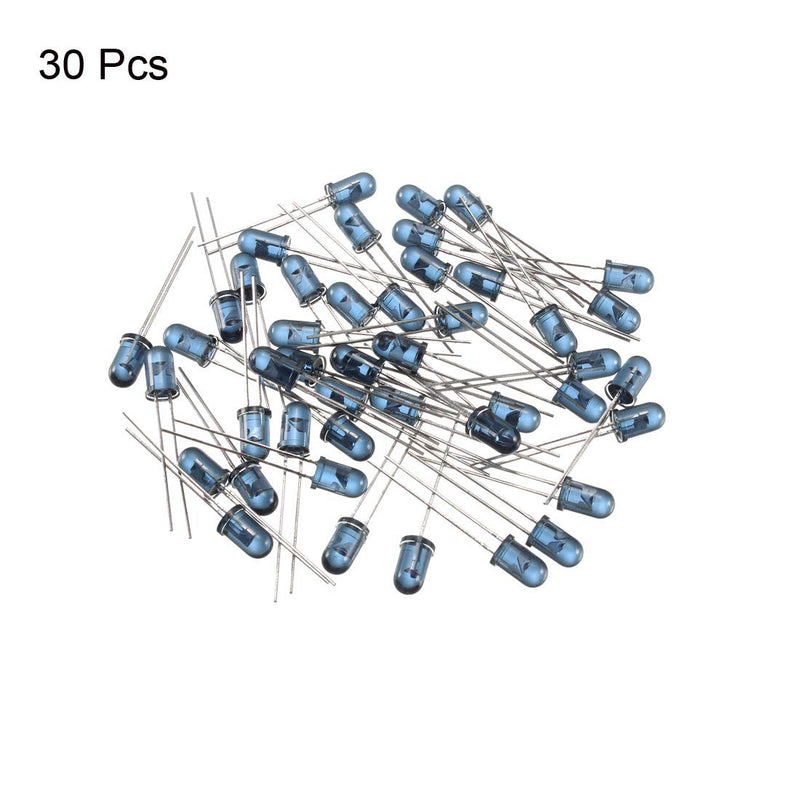 uxcell 30pcs 5mm 940nm Infrared Emitter Diode DC 1.35V LED IR Emitter Light Emitting Diodes Clear Blue Round Head TSAL6200