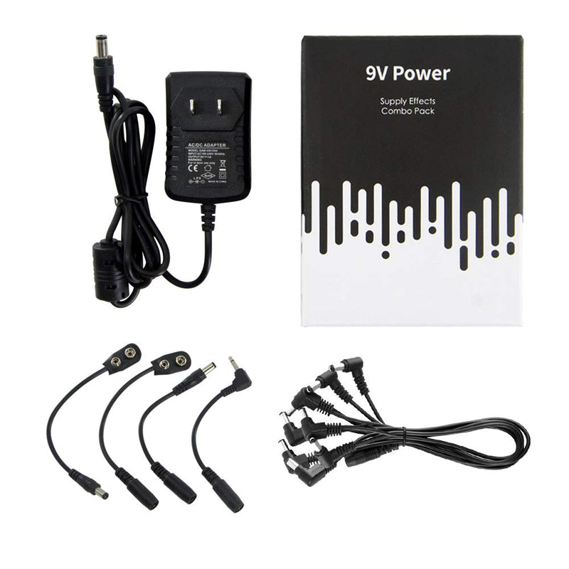 Pedal Power Supply Adapter, MIMIDI 9V DC Guitar Power Supply Adapter with 8 Way Daisy Chain Cable for BOSS Behringer Dunlop MXR Nobels NUX Roland TC Electronic 8 ways