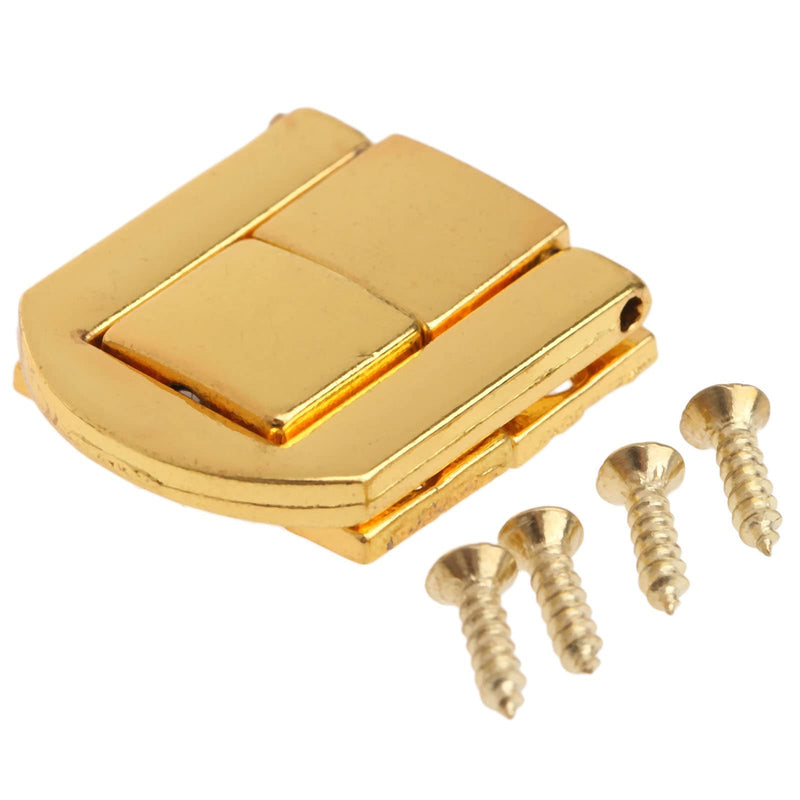 dophee Toggle Catch Lock 0.98"x0.79" Gold Retro Style Iron Hasp Wood Chest Lock Latch Clasp with Screws for Jewellery Box Suitcase Chest Decoration (5-Pack) 5 Pieces