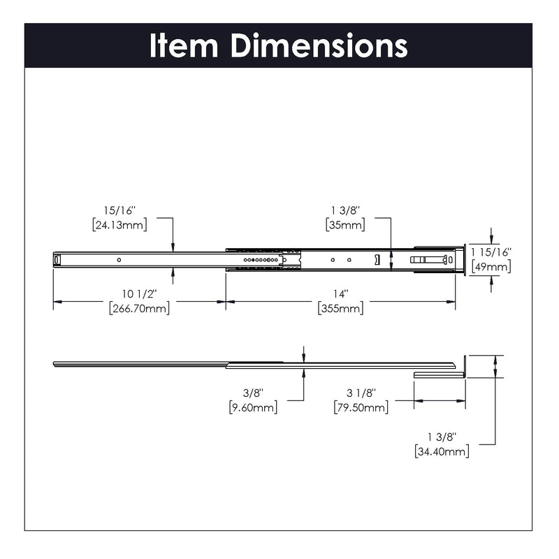 Hickory Hardware P1029/14-2C 14-Inch Center Mount Drawer Slide, Cadmium 14 Inch