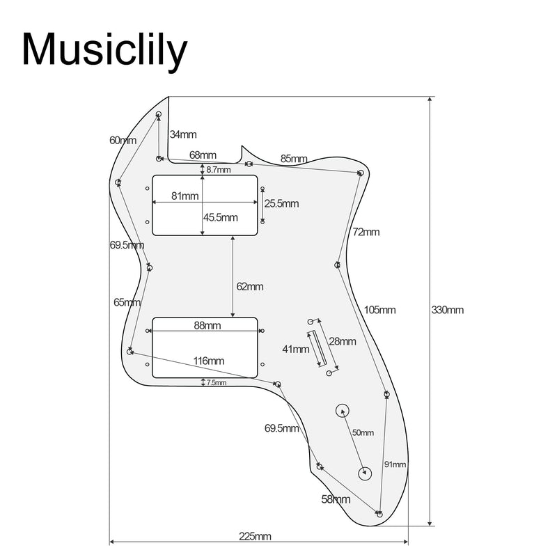 Musiclily Pro 12 Holes Wide Range HH Guitar Pickguard For USA/Mexico Fender 72 Tele Thinline Style Electric Guitar, 3Ply Aged White