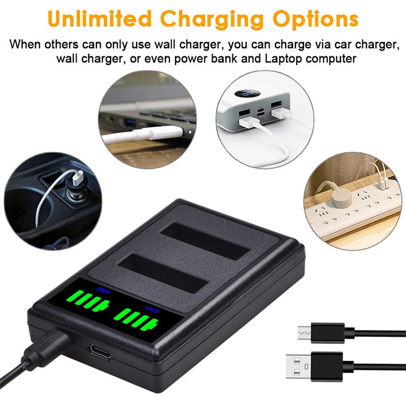 LI-92B LI-90B Battery and LED Dual Charger Compatible with Olympus Tough TG-5 TG-6 TG-4 TG-3 TG-2 TG-1 TG-Tracker SH-50 iHS SH-60 XZ-2 iHS SH-1 SH-2 SP-100 2 battery 1 charger