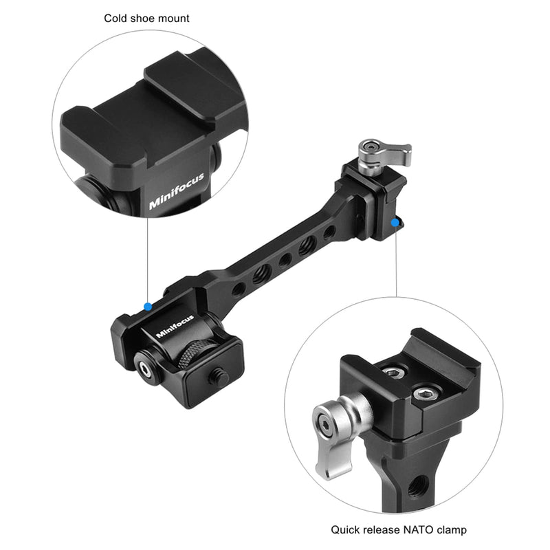 Camera Monitor Mount Compatible for DJI RS 2 RSC 2, MINIFOCUS Angle Adjustable Monitor Arm Extended Mounting Bracket with NATO Clamp Black