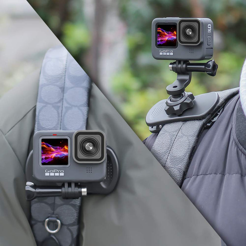 Backpack Strap Mount Quick Clip Mount,360 Degree Rotation Backpack Clamp Mount Compatible with Gopro Hero 9/8/7/6/5/4 Black, Session, Fusion, Xiaomi Yi,DJI Osmo Action and Most Action Cameras Black-For GoPro