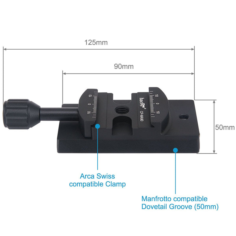 [AUSTRALIA] - Haoge CP-MA90 Quick Release Plate QR Clamp Adapter Convertor for Select Manfrotto Tripod Fluid Video Head to Arca-Swiss Compatible, Fit 501PL / Q5 / 504PLONG / 500PLONG Heads Adapter for Manfrotto Fluid Head 