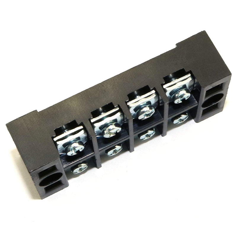 MEETOOT 4PCS 4 Positions Dual Row 600V 25A Screw Terminal Strip Blocks with Cover + 4PCS 4 Positions 15A Terminal Barrier Strips