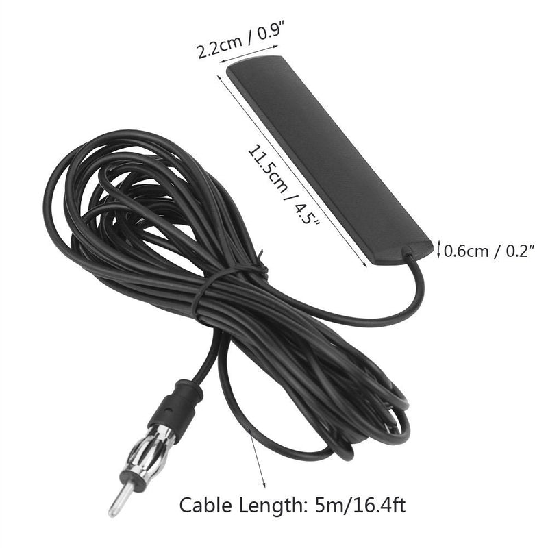 Qiilu Radio Antenna, ANT-309 Universal Car FM Radio Antenna Patch Aerial Windscreen Mount 5M Cable