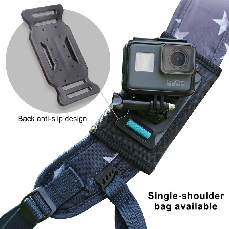 Backpack Shoulder Strap Mount Camera with Adjustable Shoulder Pad and 360 Degree Rotating Base Compatible with GoPro Hero 10 Black, Hero 9/8/7/6/5/4/3+, OSMO Action, Xiaoyi 4K and Most Action Cameras Backpack Shoulder Strap Mount