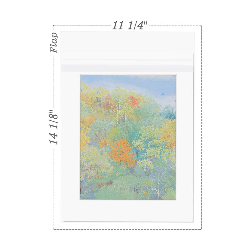 Golden State Art, Pack of 100 11 1/4 x 14 1/8 Clear Bags for 11x14 Mat Matting 11" x 14" Pack of 100 Clear Bags