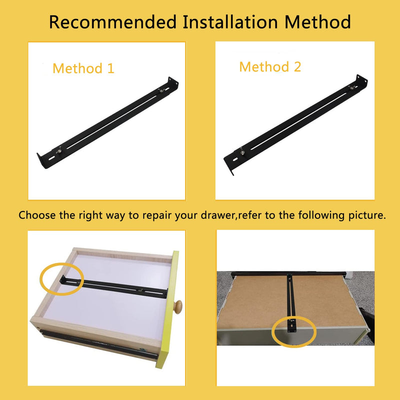 VANROUG Drawer Repair Kit, Furniture Repair Accessory Bracket Middle Mount to Reinforce and Repair Breakage, for Wood/Particleboard/MDF Chest of Drawers - Screws Included (2) 2