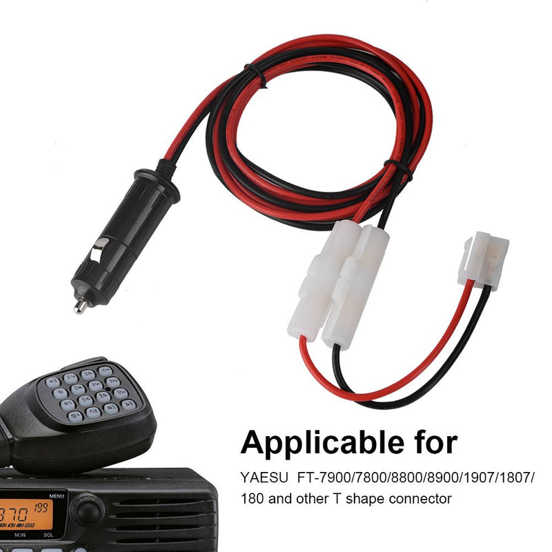 Bewinner Car Mobile Radio Power Cable, T-Shaped Power Cable Cigarette Lighter for Mobile Radio Installations and Other Power Cables for Automobiles YAESU FT-7900/7800/8800/8900/1907