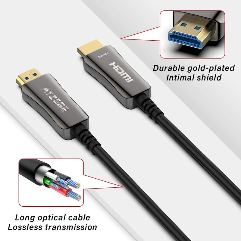 ATZEBE Fiber Optic HDMI Cable 15ft, Fiber HDMI Cable Supports 4K@60Hz, 4:4:4/4:2:2/4:2:0, HDR, Dolby Vision, HDCP2.2, ARC, 3D, High Speed 18Gbps, Slim and Flexible HDMI Fiber Optic Cable 5m/15ft