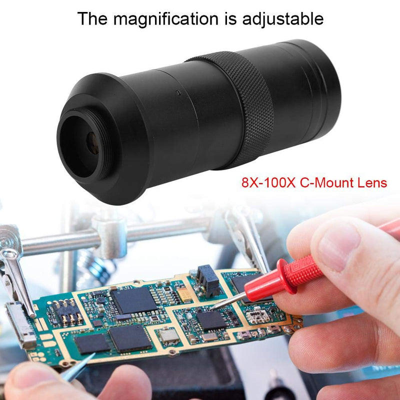 EBTOOLS 8X to 100X C Mount CCD Microscope Lens, Digital Industry Microscope Camera Lens 25mm Zoom Adjustable Magnification