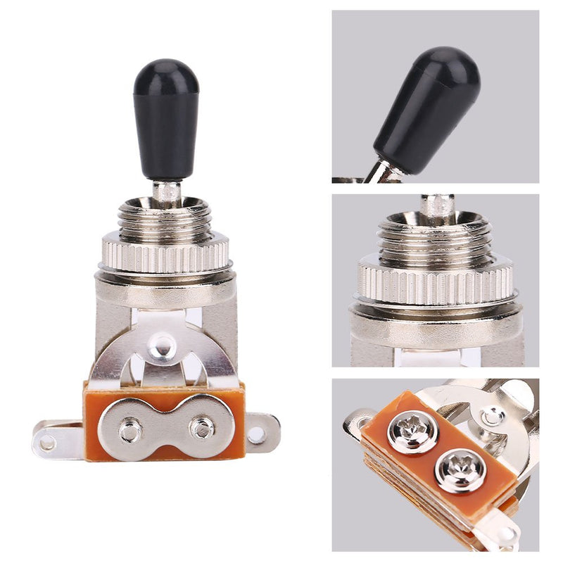 Guitar 3 Way Toggle Switch, Metal Pickup Selector Toggle Switch with Brass Tip Knob for LP Style Electric Guitar (Silver)